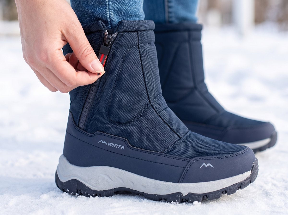 Side zip: step in, pull up, go. No bending down