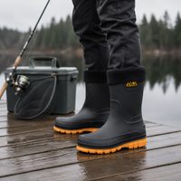 Insulated Rain Boots for Men - Waterproof Mid-Calf Boots - Fleece Lined