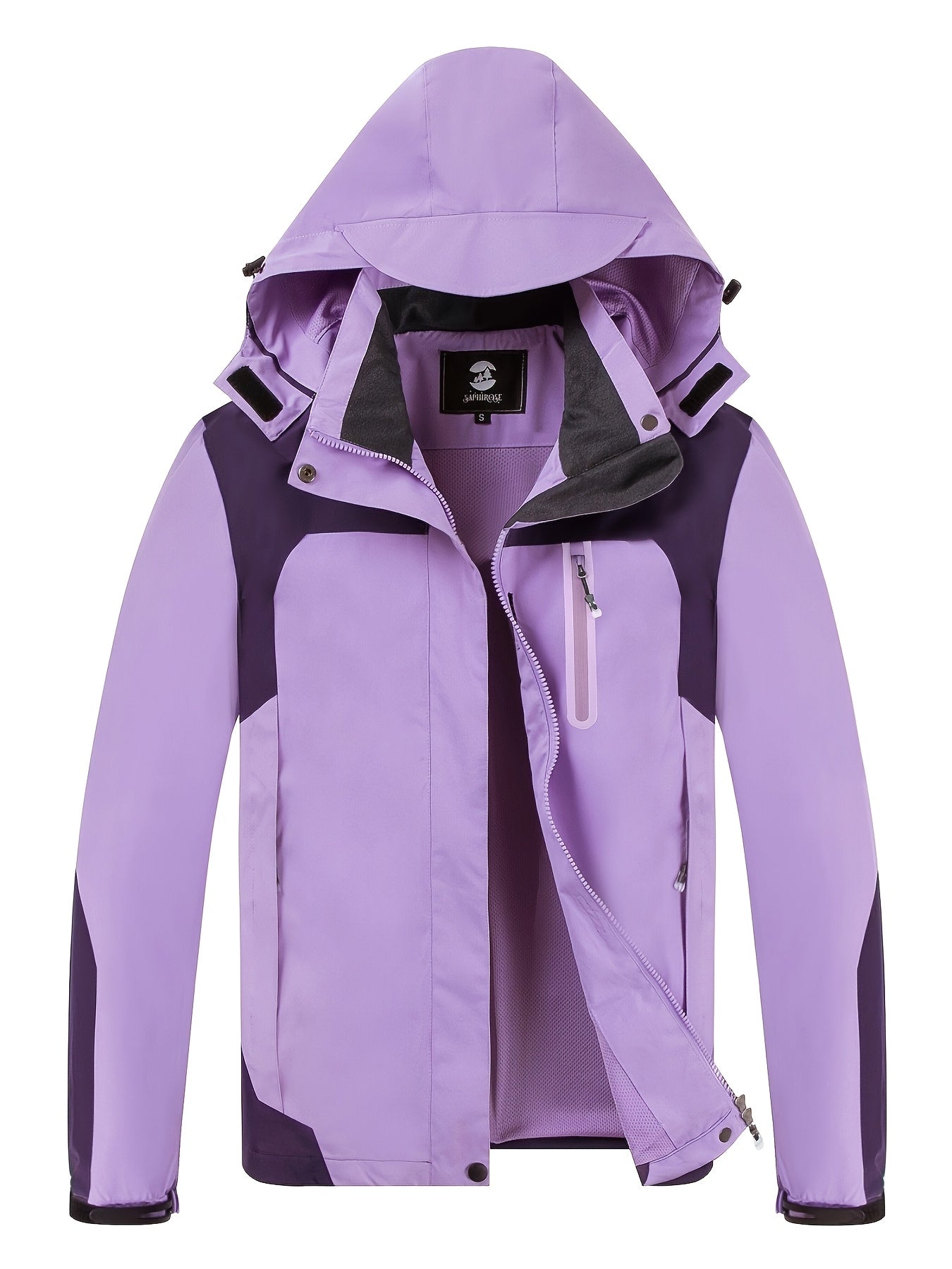 Women's Waterproof Jacket with Hood - 5,000 mm Rain Protection - Windproof & Lined