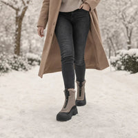Womens Winter Boots - Plush Lined Front Zip Snow Boots - Lug Sole