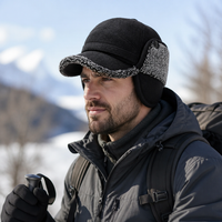 Winter Hat with Ear Flaps - Fleece Lined Baseball Cap - Neck Flap