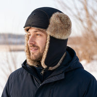 Trapper Hat - Faux Fur Winter Hat with Ear Flaps - Chin Strap