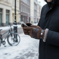 Mens Winter Gloves - Touchscreen Fingertips - Soft Lined Suede-Look Gloves
