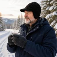 Beanie with Brim - Fleece Lined Winter Hat with Ear Flaps - Unisex