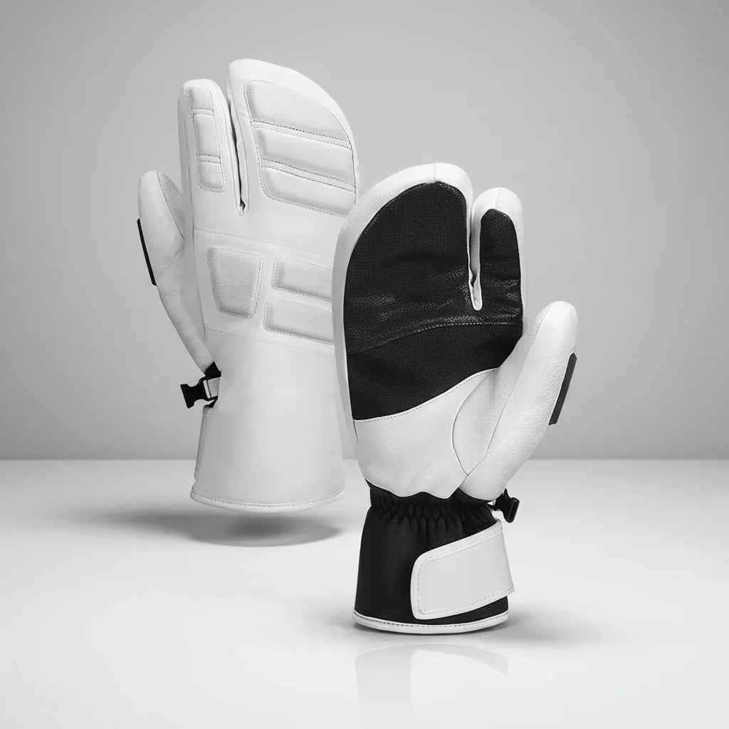 Winter Gloves - Insulated Ski Gloves, 3-Finger or 5-Finger - Wrist Leashes