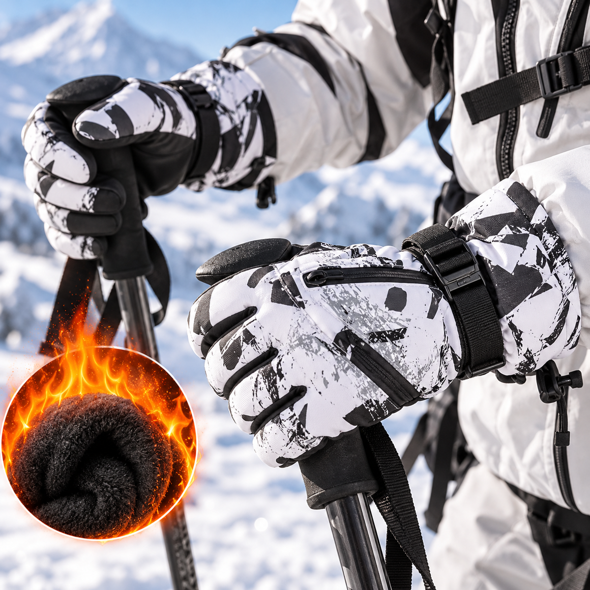 Ski Gloves - Touchscreen on All Fingers - Waterproof & Insulated