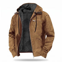 Men's Fall Jacket - Sherpa Lined with Hood - Warm Zip-Up Work Jacket