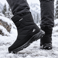 Men's Winter Boots - Plush Lined Snow Boots - Side Zip & Non-Slip Sole