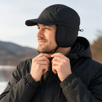 Winter Hat with Ear Flaps - Fleece Lined Baseball Cap - Water Repellent