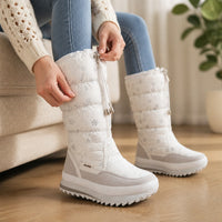 Womens Winter Boots - Tall Plush Lined Snow Boots - Lightweight Zip-Up
