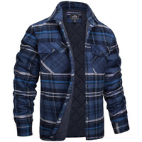 Flannel Jacket for Men - Quilted Lined Plaid Shirt Jacket - Snap Front