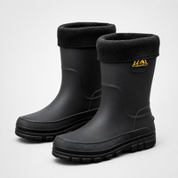 Insulated Rain Boots for Men - Waterproof Mid-Calf Boots - Fleece Lined