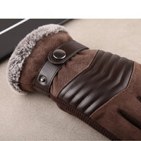 Mens Winter Gloves - Touchscreen Fingertips - Soft Lined Suede-Look Gloves