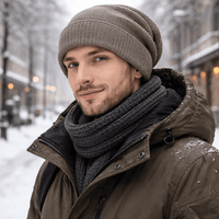 Winter Hats for Men & Women - Fleece Lined Slouchy Beanie - Ribbed Band
