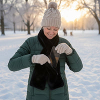 Faux Fur Scarf - Hidden Zipper Pocket - Pull-Through Scarf for Women & Men