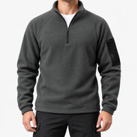 Half Zip Fleece Pullover - Men's Stand Collar Fleece - Sleeve Pocket