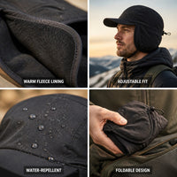 Winter Hat with Ear Flaps - Fleece Lined Baseball Cap - Water Repellent