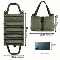 Tool Bag Roll Up - Oxford Fabric with Zipper Pockets - Shoulder Strap