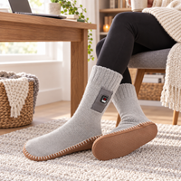 Heated Socks - Rechargeable Heated Slipper Socks - Non-Slip Sole