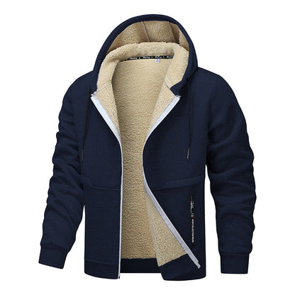 Kapuzenjacke Herren grau mit Sherpa-Futter und Zipper