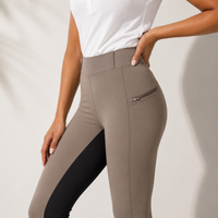 Women's Riding Breeches - Two-Tone Stretch Breeches - Zip Pockets