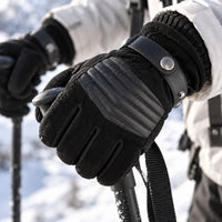 Mens Winter Gloves - Lined Touchscreen Gloves - Adjustable Snap Strap