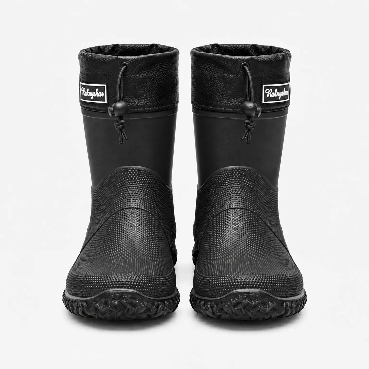 Rain Boots for Men & Women - Short Ankle Slip-On Wellies - Drawstring Top