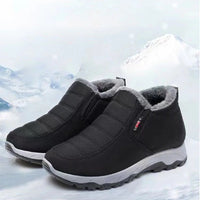 Women's Winter Boots - Slip-On Plush Lined Ankle Boots - No Laces