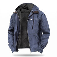 Men's Fall Jacket - Sherpa Lined with Hood - Warm Zip-Up Work Jacket