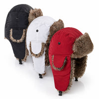 Trapper Hat - Faux Fur Winter Hat with Ear Flaps - Chin Strap
