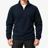 Half Zip Fleece Pullover - Men's Stand Collar Fleece - Sleeve Pocket