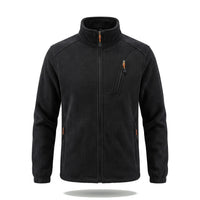 Men's Fleece Jacket - Plush Lined Sleeves & Collar - 3 Zip Pockets
