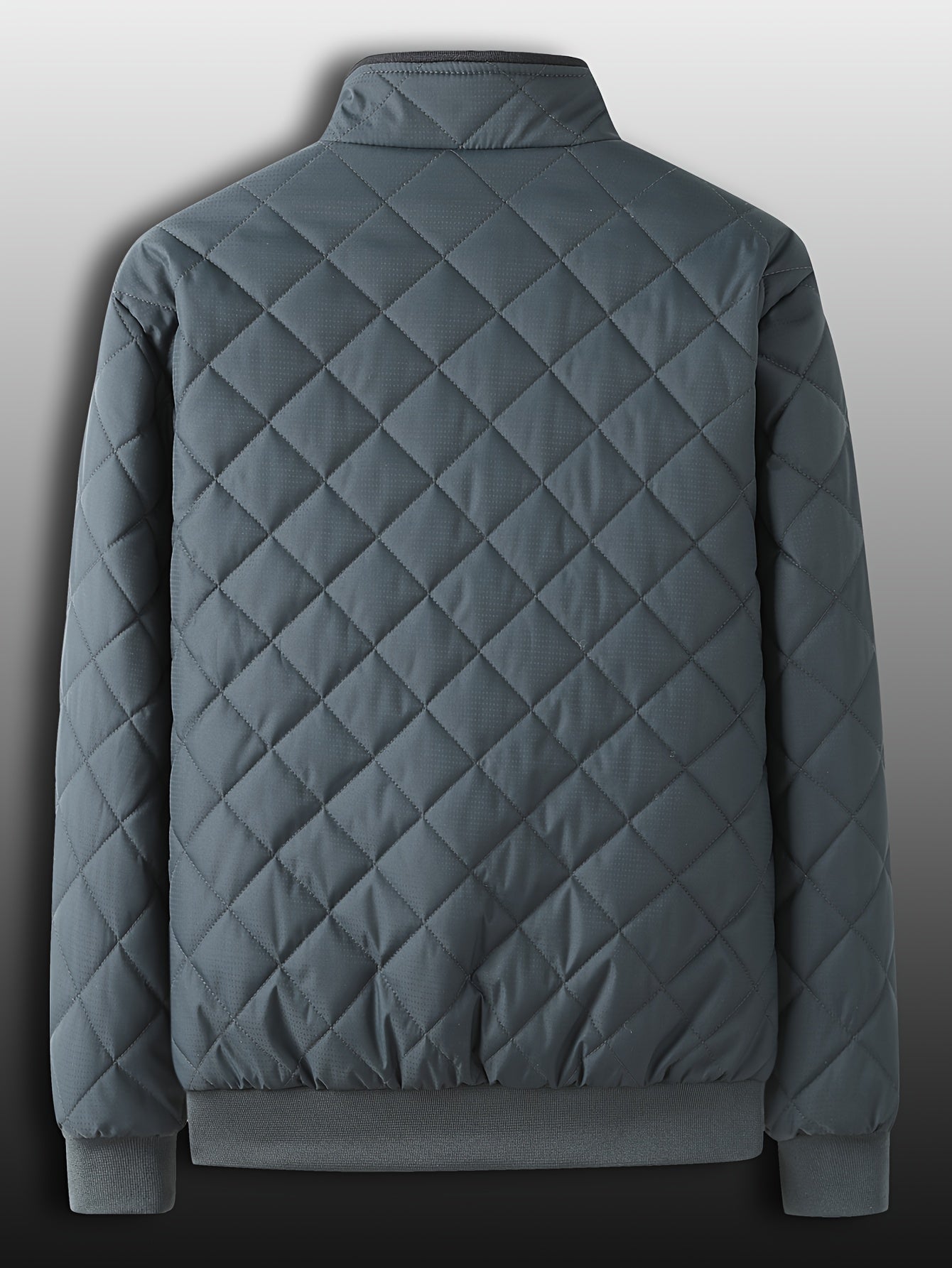 Men's Quilted Jacket - Warm Fleece Lined - Stand Collar