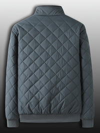 Men's Quilted Jacket - Warm Fleece Lined - Stand Collar