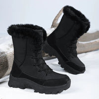 Women's Snow Boots - Lace-Up Winter Boots - Plush Lined & Deep Tread