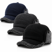 Winter Hat with Ear Flaps - Fleece Lined Baseball Cap - Neck Flap