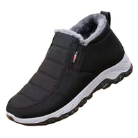 Women's Winter Boots - Slip-On Plush Lined Ankle Boots - No Laces