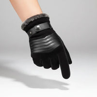 Mens Winter Gloves - Touchscreen Fingertips - Soft Lined Suede-Look Gloves