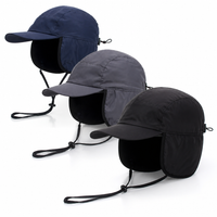 Winter Hat with Ear Flaps - Fleece Lined Baseball Cap - Water Repellent