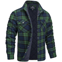 Flannel Jacket for Men - Quilted Lined Plaid Shirt Jacket - Snap Front