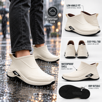 Rain Boots for Men - Short Waterproof Ankle Boots - Cotton-Lined Option