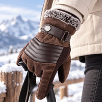 Mens Winter Gloves - Lined Touchscreen Gloves - Adjustable Snap Strap