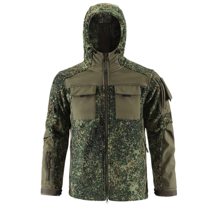 Men's Fleece Jacket - Hooded Tactical Softshell - Camo & Solid Colors