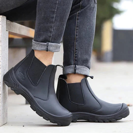 Men's Work Boots - Safety Toe & Puncture-Proof Sole - Easy Slip-On