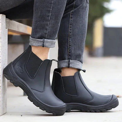 Men's Work Boots - Safety Toe & Puncture-Proof Sole - Easy Slip-On