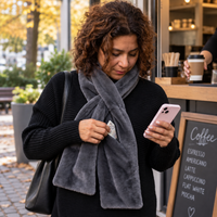 Faux Fur Scarf - Hidden Zipper Pocket - Pull-Through Scarf for Women & Men
