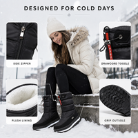 Women's Snow Boots - Mid-Calf Plush Lined Winter Boots - Water-Resistant