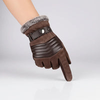 Mens Winter Gloves - Touchscreen Fingertips - Soft Lined Suede-Look Gloves