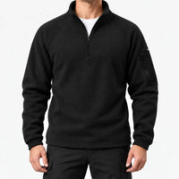 Half Zip Fleece Pullover - Men's Stand Collar Fleece - Sleeve Pocket
