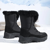 Women's Snow Boots - Lace-Up Winter Boots - Plush Lined & Deep Tread